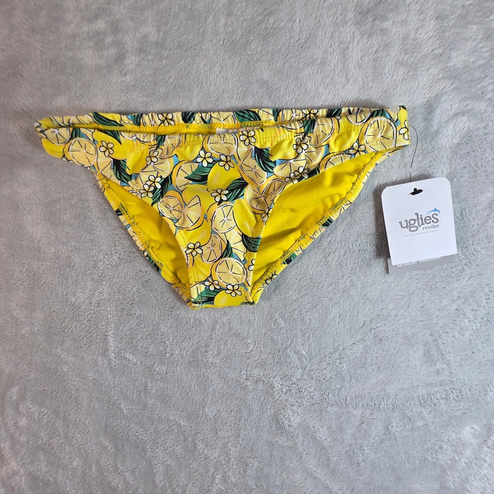 Dolfin Uglies Revibe Yellow Lemon Lemonade Bikini Bottom Swimwear‎ Medium NWT